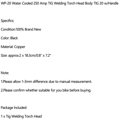 WP-20 Water Cooled 250 Amp Tig Welding Torch Head Body Tig 20 with Handle