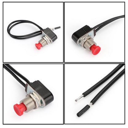 5pc Normally Closed Momentary Self-resetting Push Button Reset Switch w/Wire Red