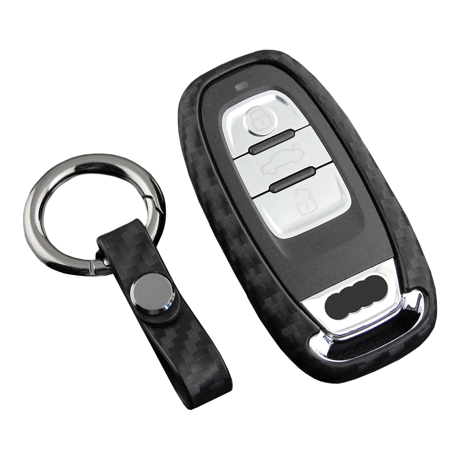 Leather Silicone Car Key Case Cover With Buckle For Audi