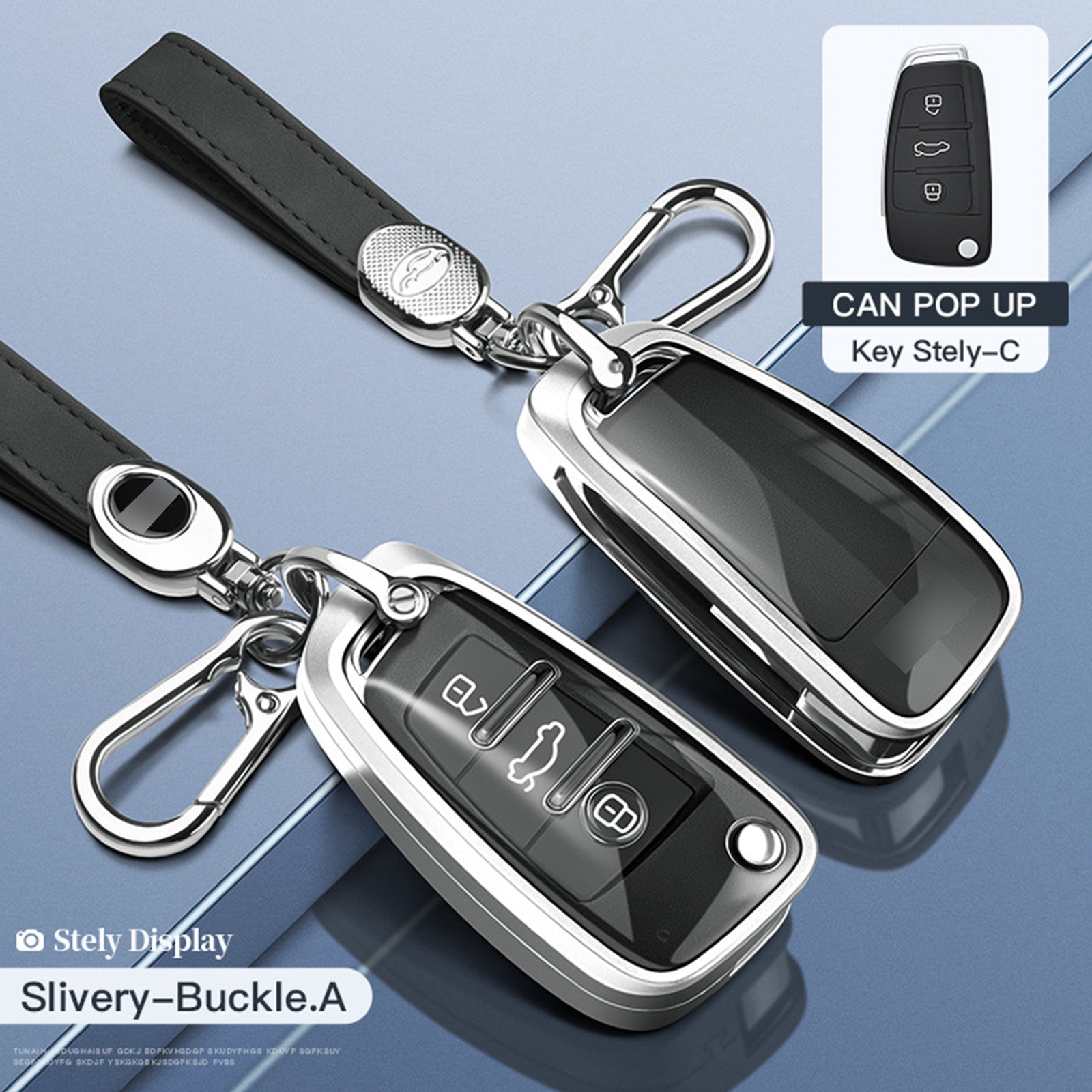 Aluminum Alloy TPU Black Car Key Case Cover With Buckle For Audi a6l a4l a3