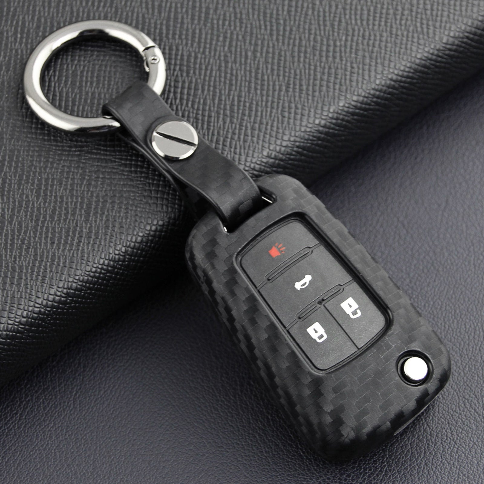 Leather Silicone Car Key Case Cover With Buckle For Chevrolet