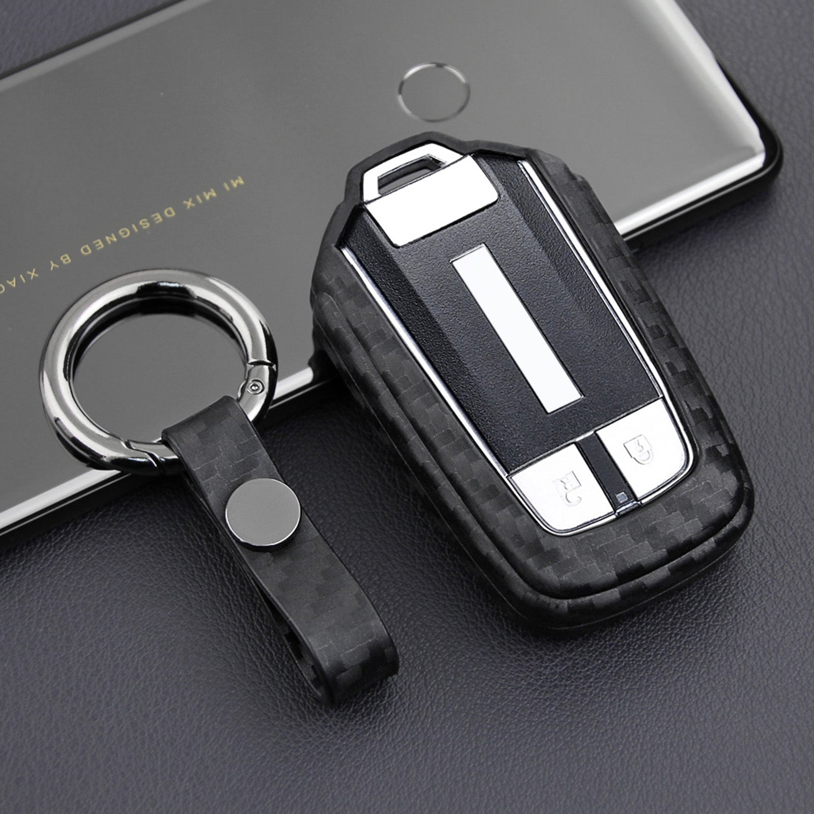 Leather Silicone Car Key Case Cover With Buckle For Isuzu
