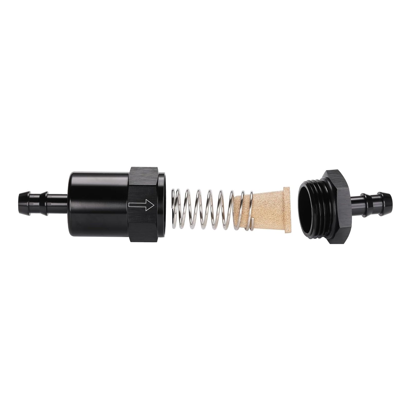 Black Inline EFI Fuel Systems Filter Adapter 3/8" Barb With 30 Micron Filter Element