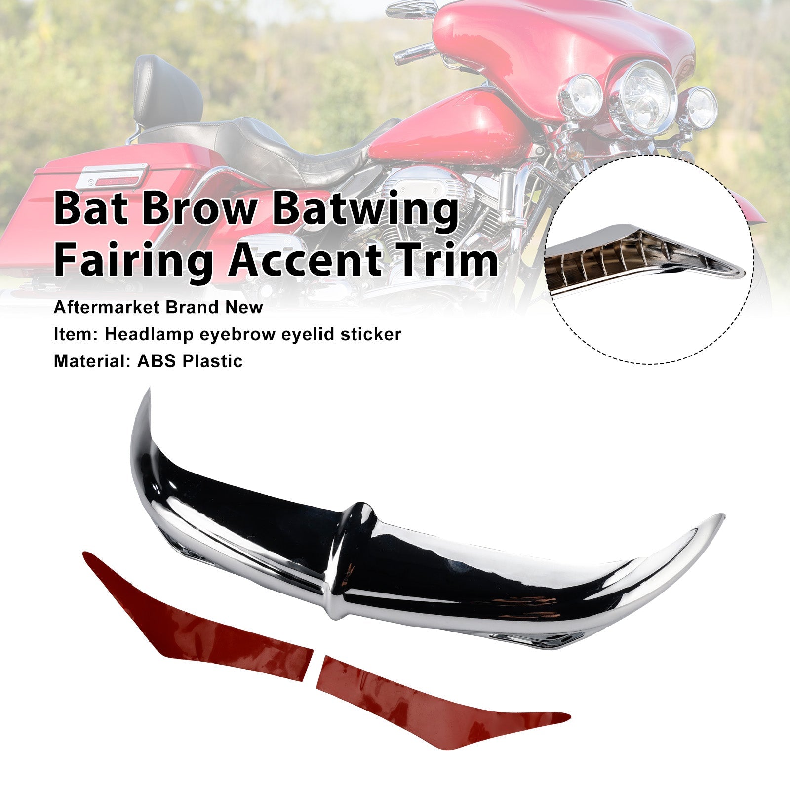Bat Brow Batwing Fairing Accent Trim For Electra Street Glides Trikes 96-13