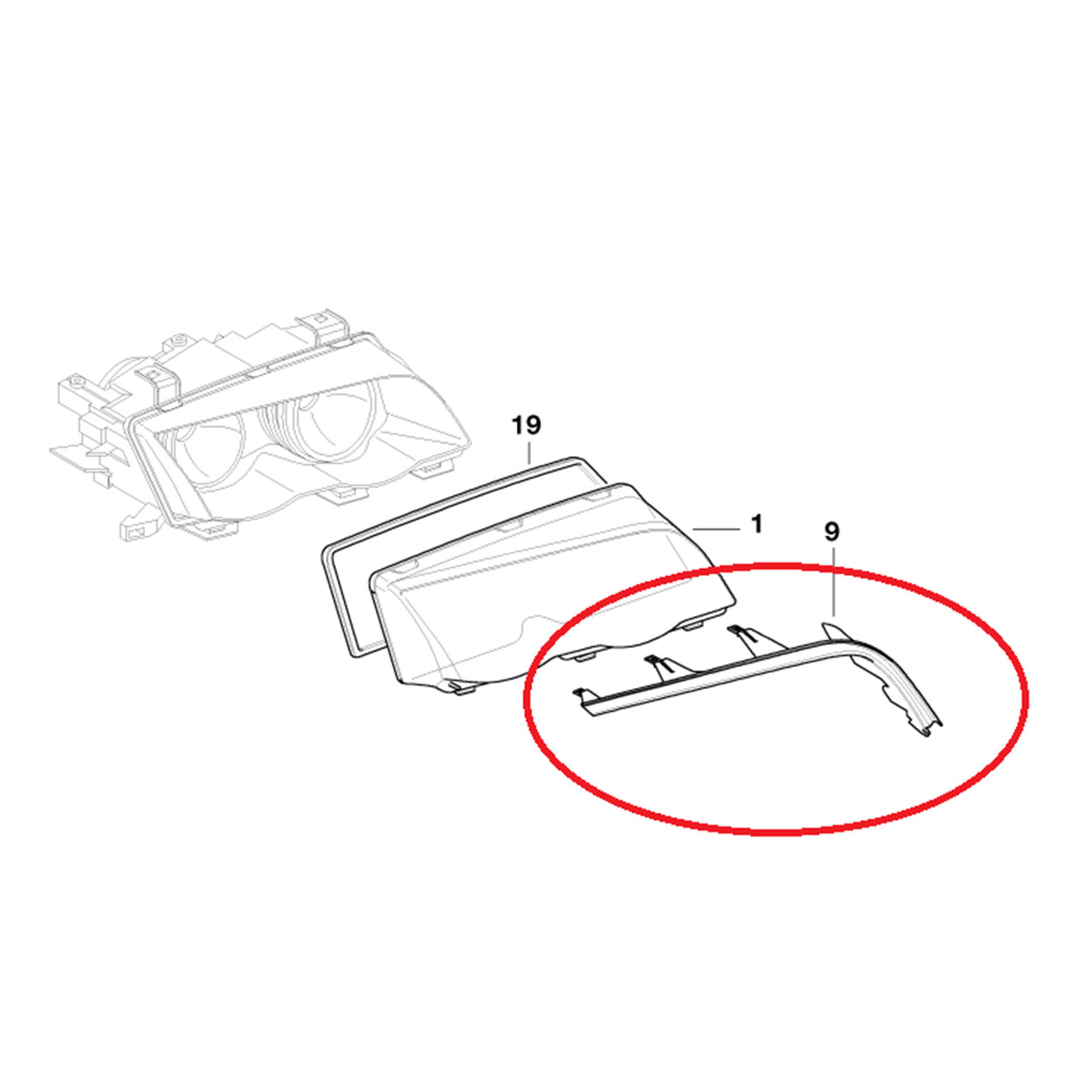 BMW 3 series E46 98-01 Upper Headlight Cover Strip Pair Left Right 63128384487 63128384486 Generic
