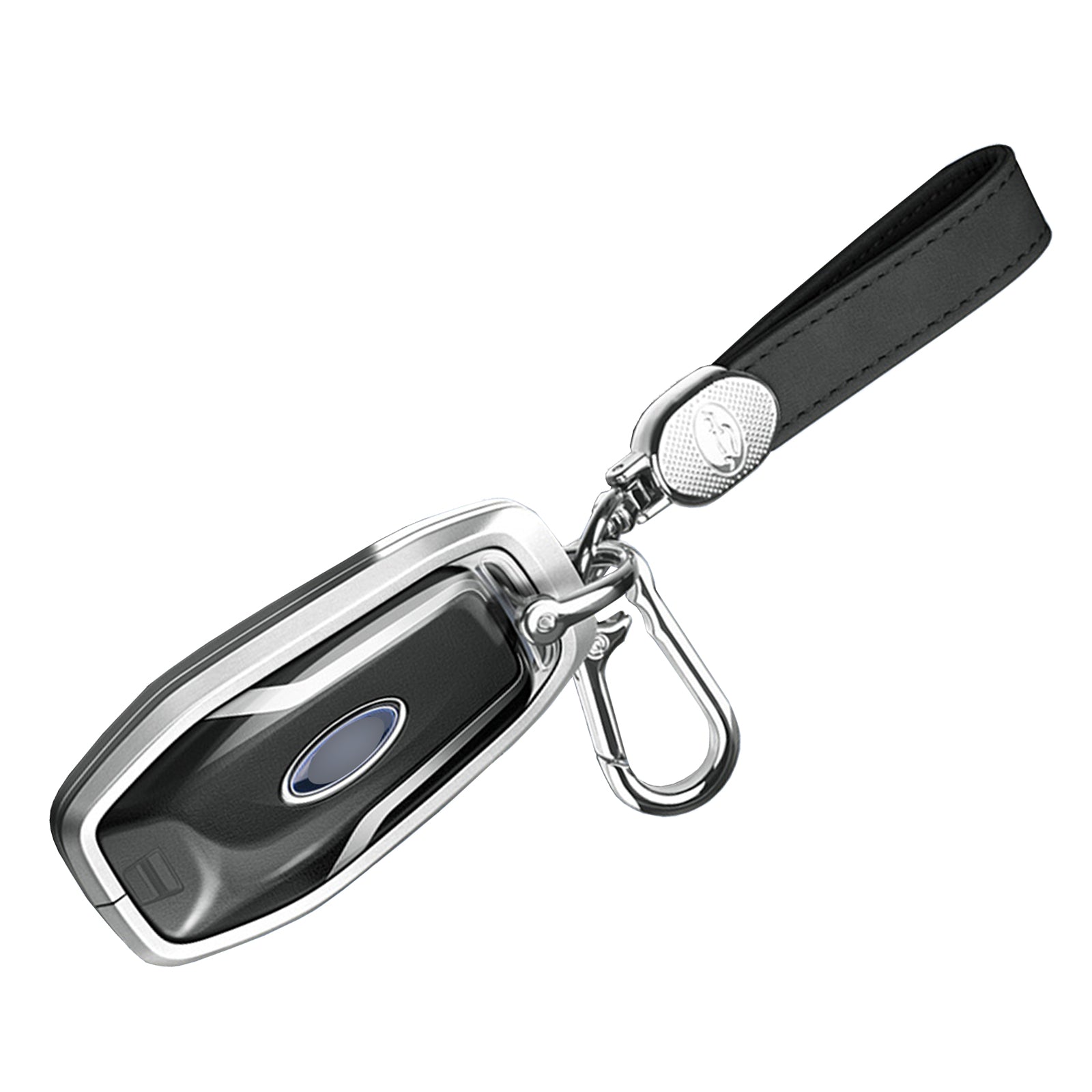 Aluminum Alloy TPU Silvery Car Key Case Cover With Buckle For Ford