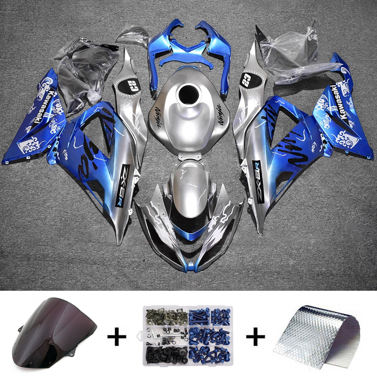 Injection Fairing Kit Bodywork Plastic ABS fit For Kawasaki ZX6R 636 2013-2018