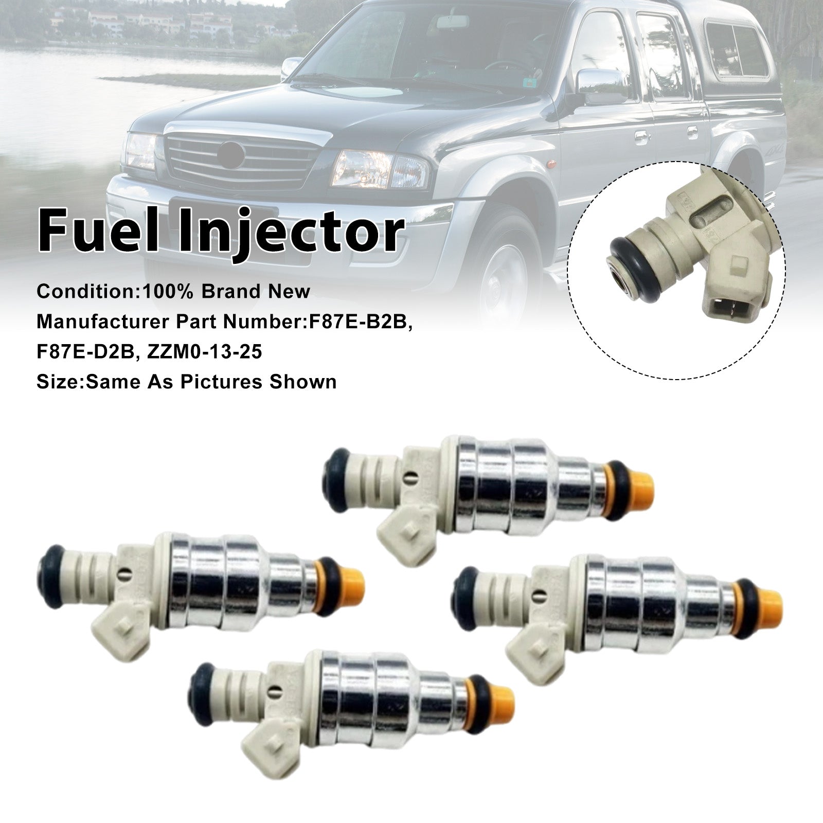 4Pcs Fuel Injector For Ford Ranger For Mazda B2500 F87E-D2A