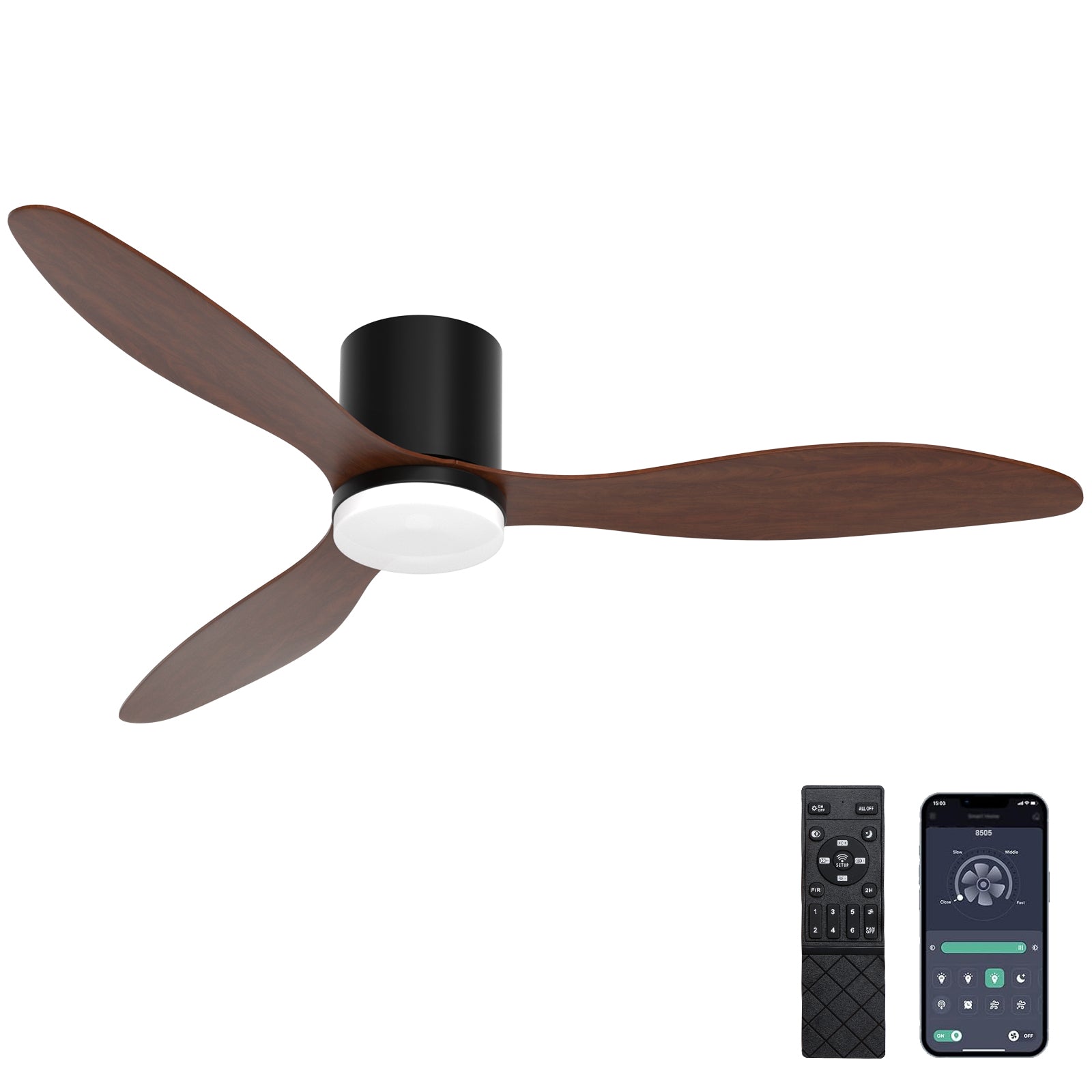 DC Motor 42" Profile Ceiling Fan with Lights Remote/App Control Dimmable LED
