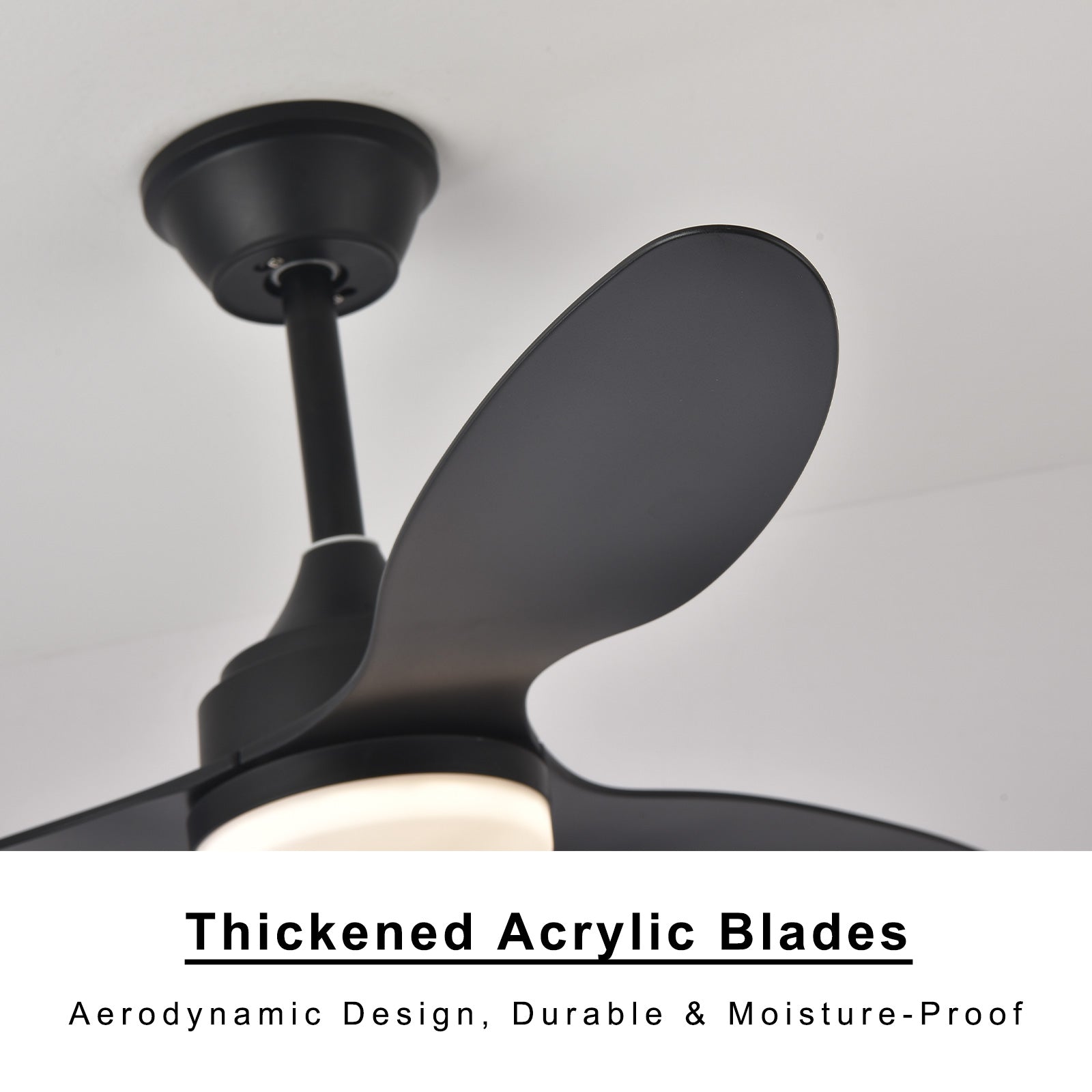 42" Pendant Ceiling Fan with Light Dimmable Black Quiet DC Motor Remote