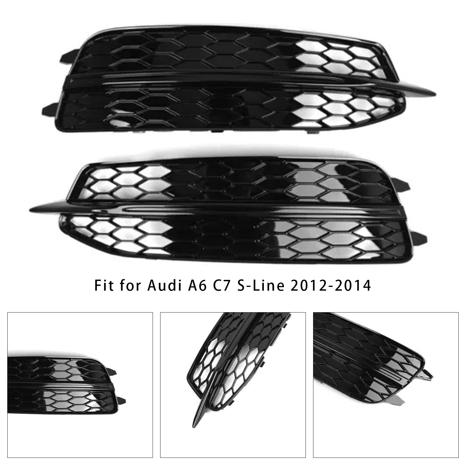 2012-2014 Audi A6 C7 S-Line 2X Car Front Bumper Fog Light Grilles 4G0807681D 4G0807682D