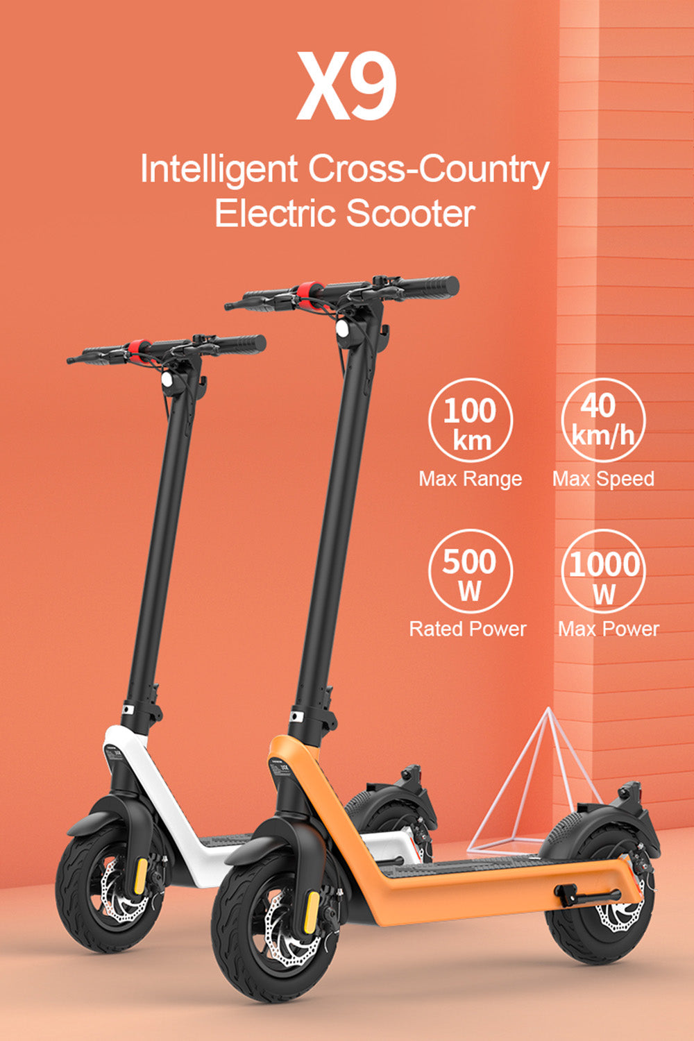 40km/h 10" Folding Electric Scooter 500W Range 70KM For Adult City Commute