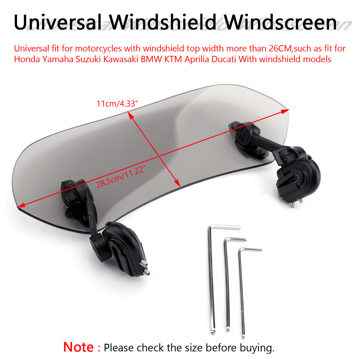 Universal Adjustable Clip On Windshield Extension Spoiler Wind Deflector Smoke