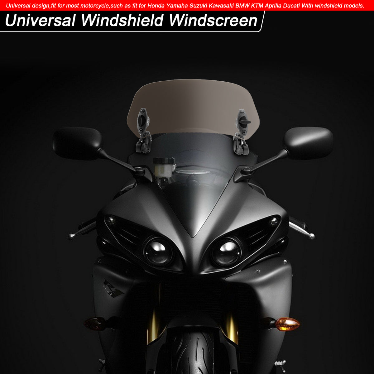 Universal Adjustable Clip On Windshield Extension Spoiler Wind Deflector Smoke