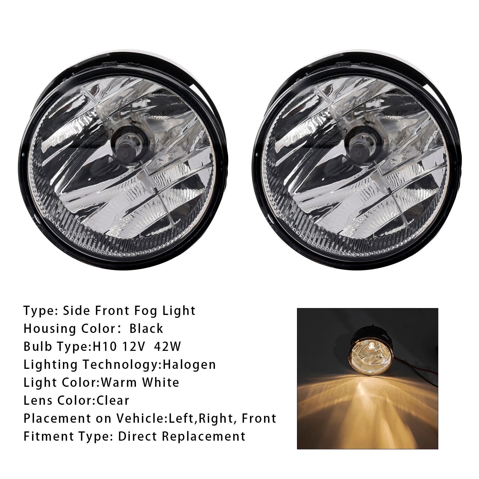 Pair Front Fog Light Lamps With Bulbs For Ford Expedition 2007-2014 Clear Lens