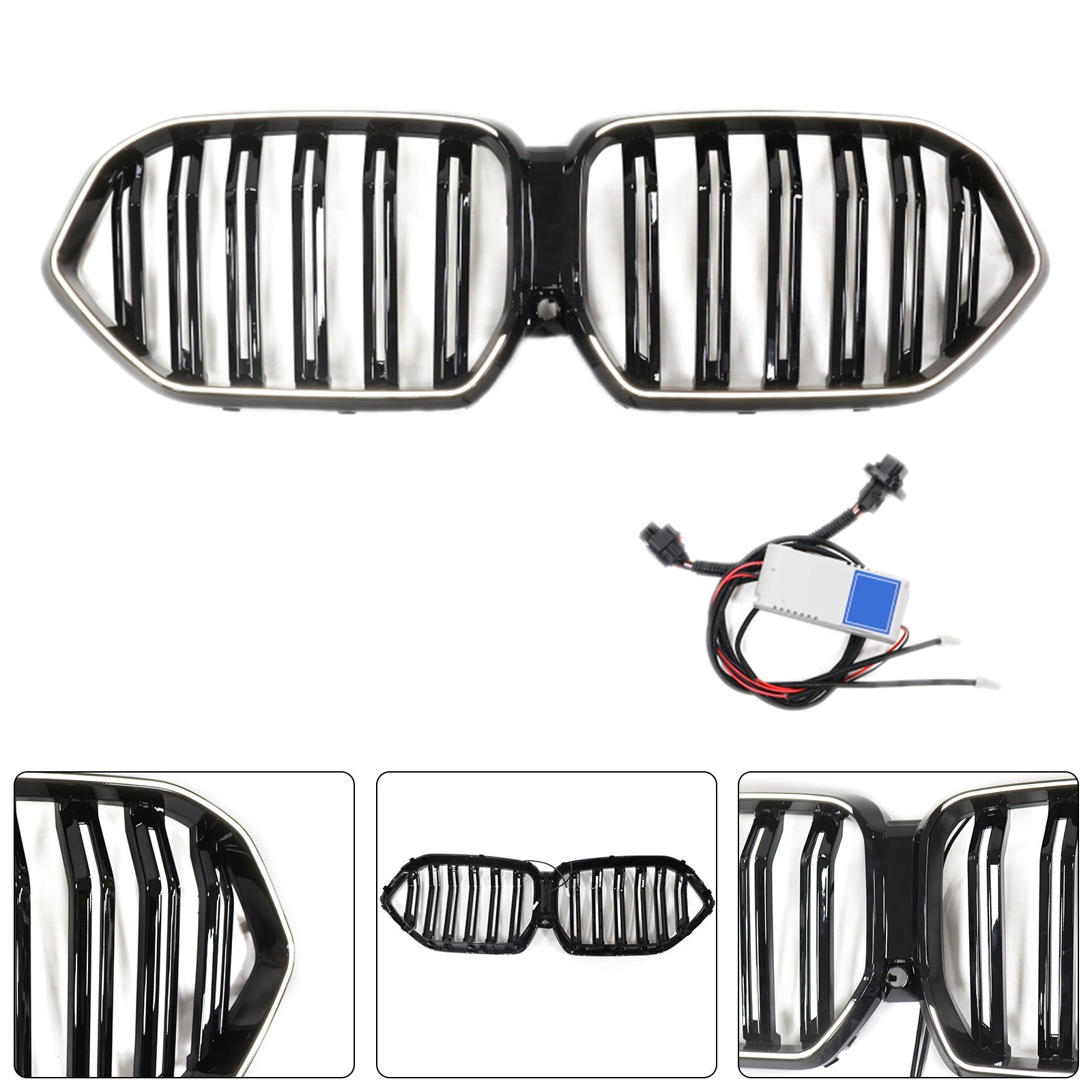 2020-2022 BMW X6 G06 M50i W/Camera Hole Gloss Black Front Bumper Grille