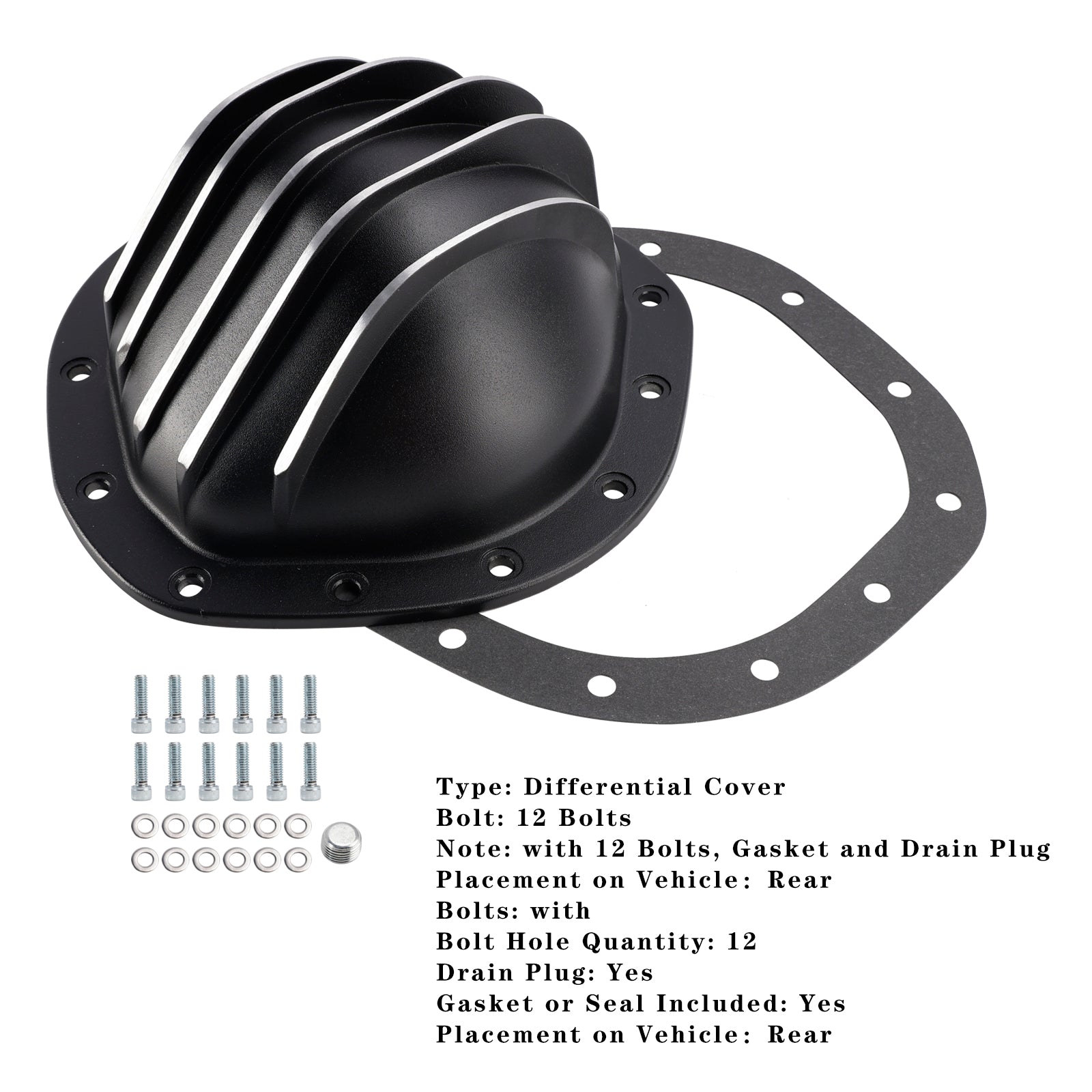 1962-1982 Chevy/GMC 1/2 Ton 12 Bolt Black Aluminum Differential Rear End Cover YI217826T CE2862856IEC