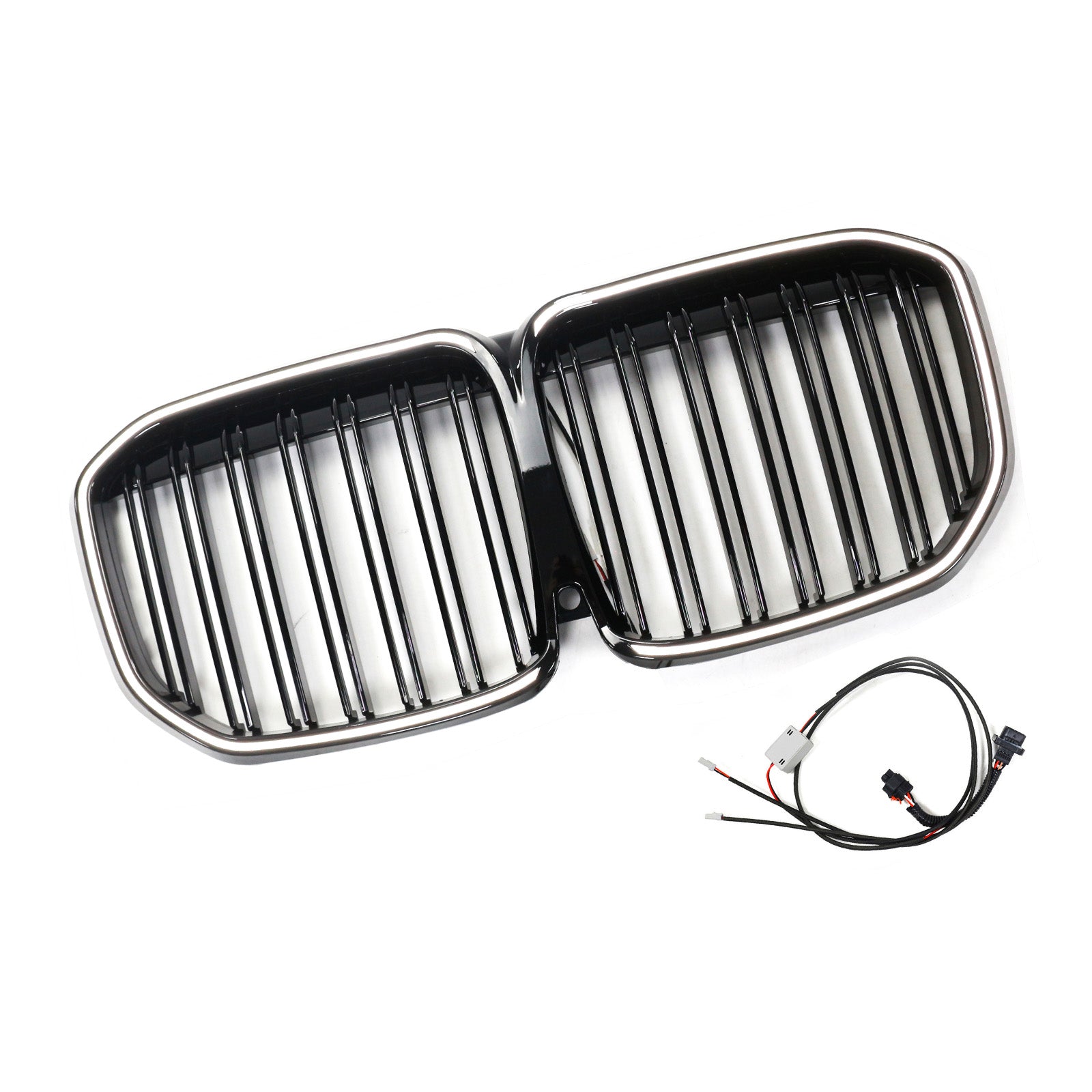 2019-2022 Fit BMW X7 G07 Double Slat Gloss Black Front Kidney Grill Grille