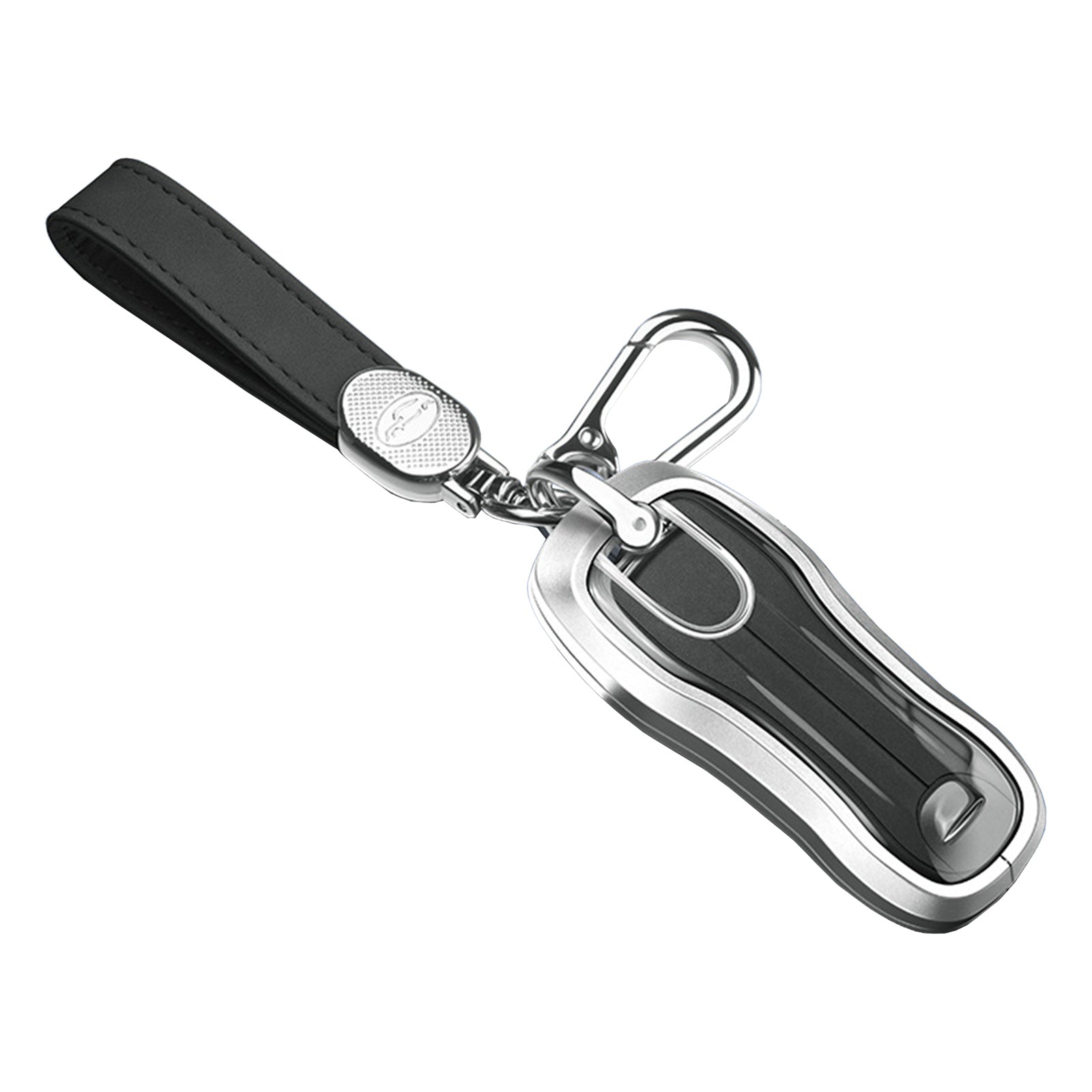 Aluminum Alloy TPU Silvery Car Key Case Cover With Buckle For Porsche Cayenne