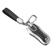 Aluminum Alloy TPU Silvery Car Key Case Cover With Buckle For Porsche Cayenne