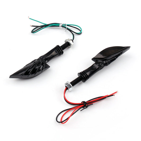 Universal Motorcycle Skeleton Hand LED Turn Signals Blinker Indicator