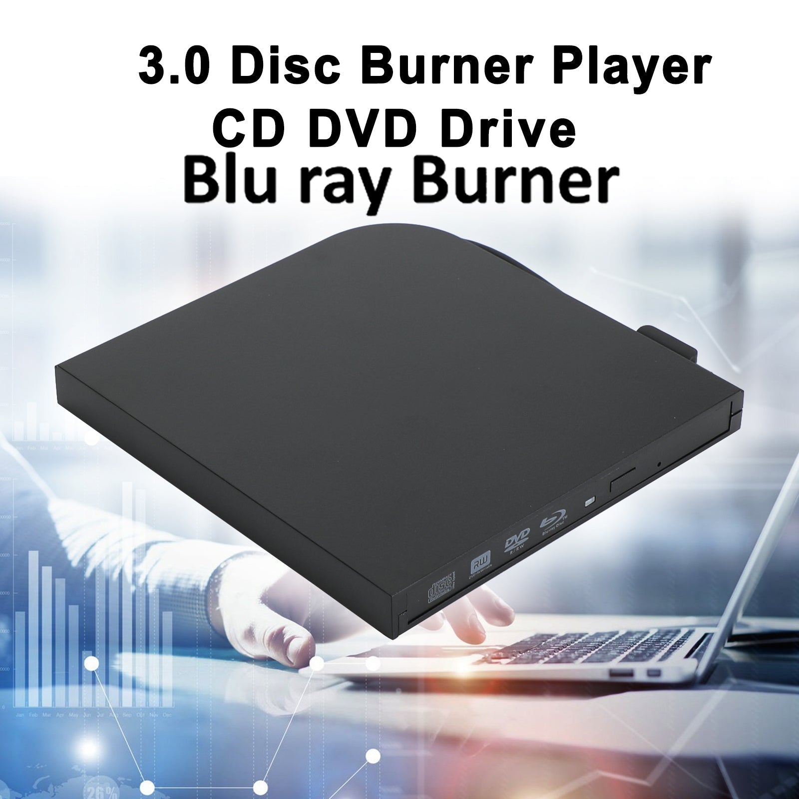 4K UHD Genuine Burner External USB 3.0 Super Slim DVD BD Recorder Drive Silver