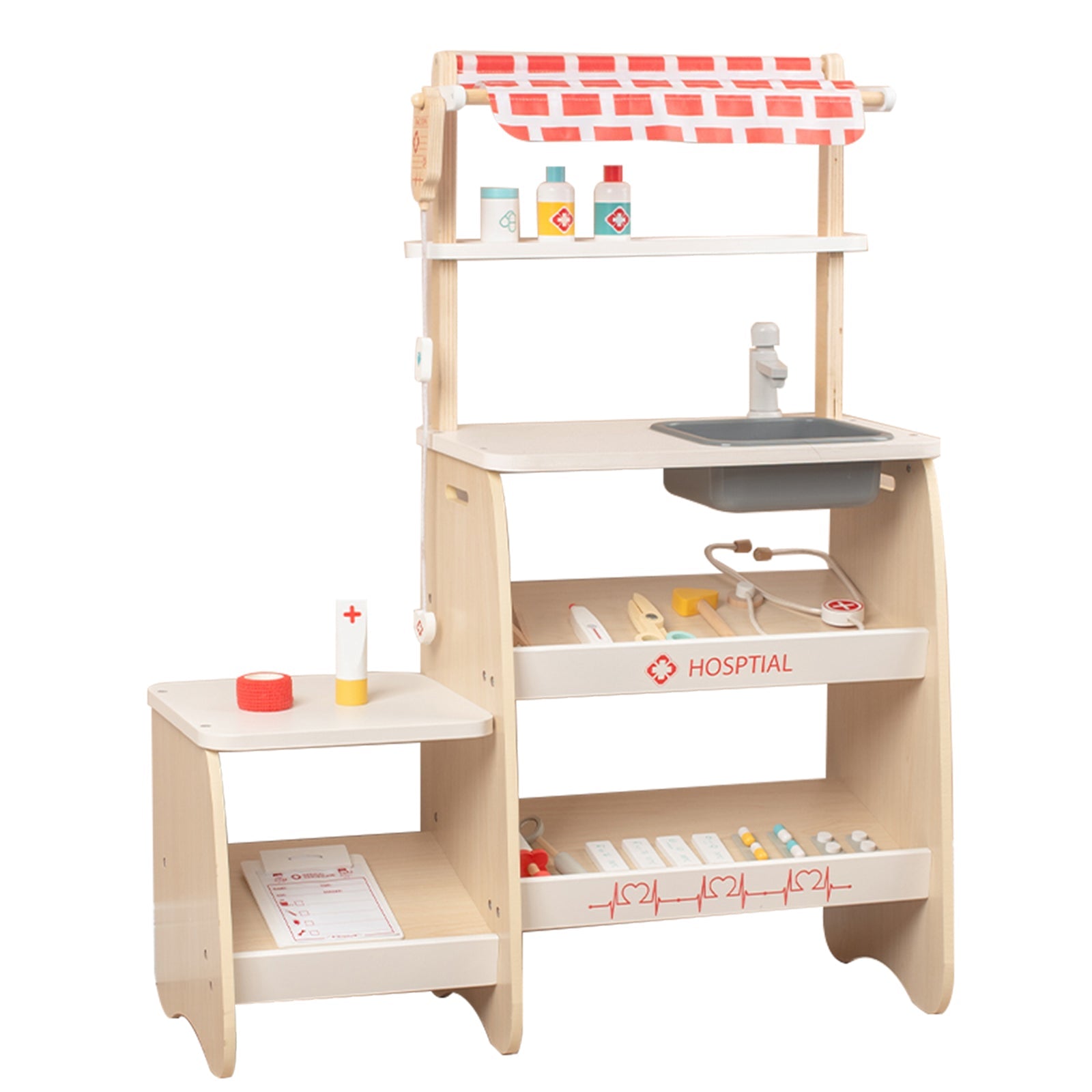 Kid Pretend Medical Clinic Stand Simulation Toy Set With 22 Accessories Ages 3+