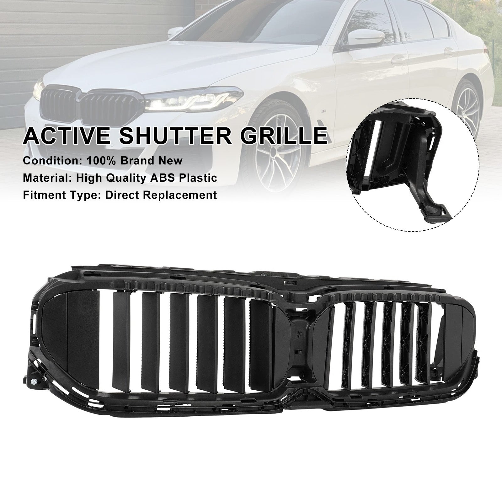 2021-2023 For BMW 5 series 530e xDrive 2.0L Front Radiator Active Grille Air Shutter W/Motor 51119498612