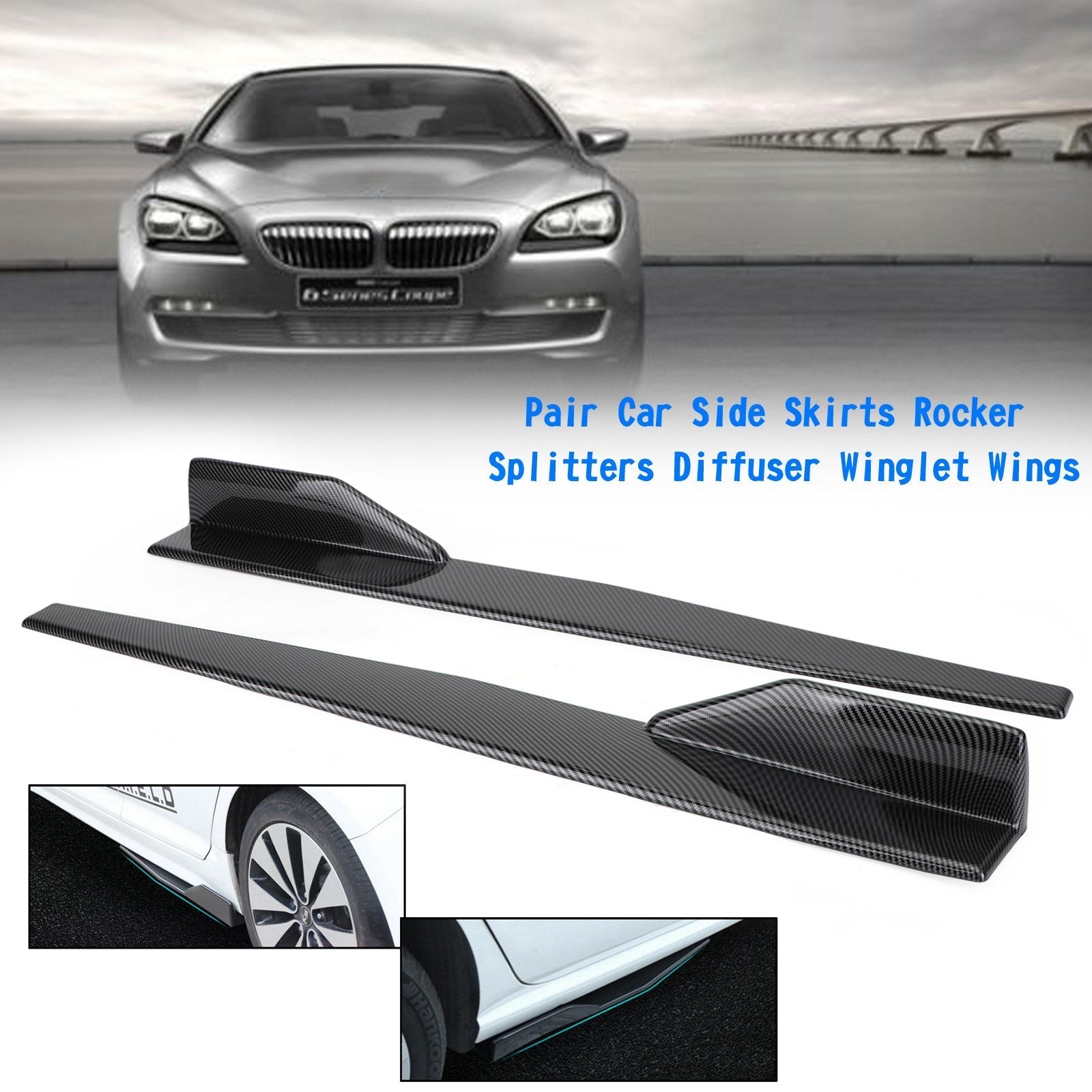 All Models Mitsubishi Lancer Evolution Eclipse Pair Car Side Skirts Rocker Splitters Diffuser Winglet Wings