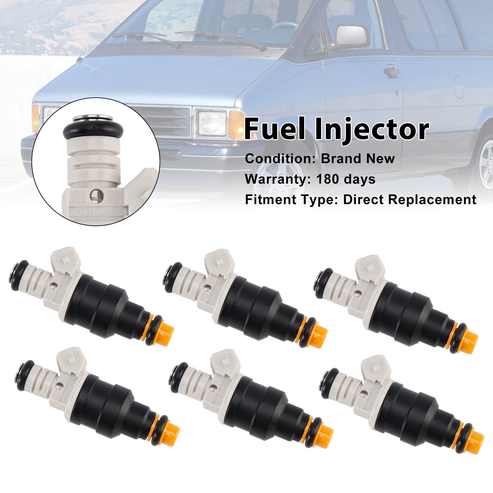 6PCS Fuel Injector CM4670 Fit Ford Ranger 2.9L 3.0L 3.8L V6 1985-1997 F03E-A2B