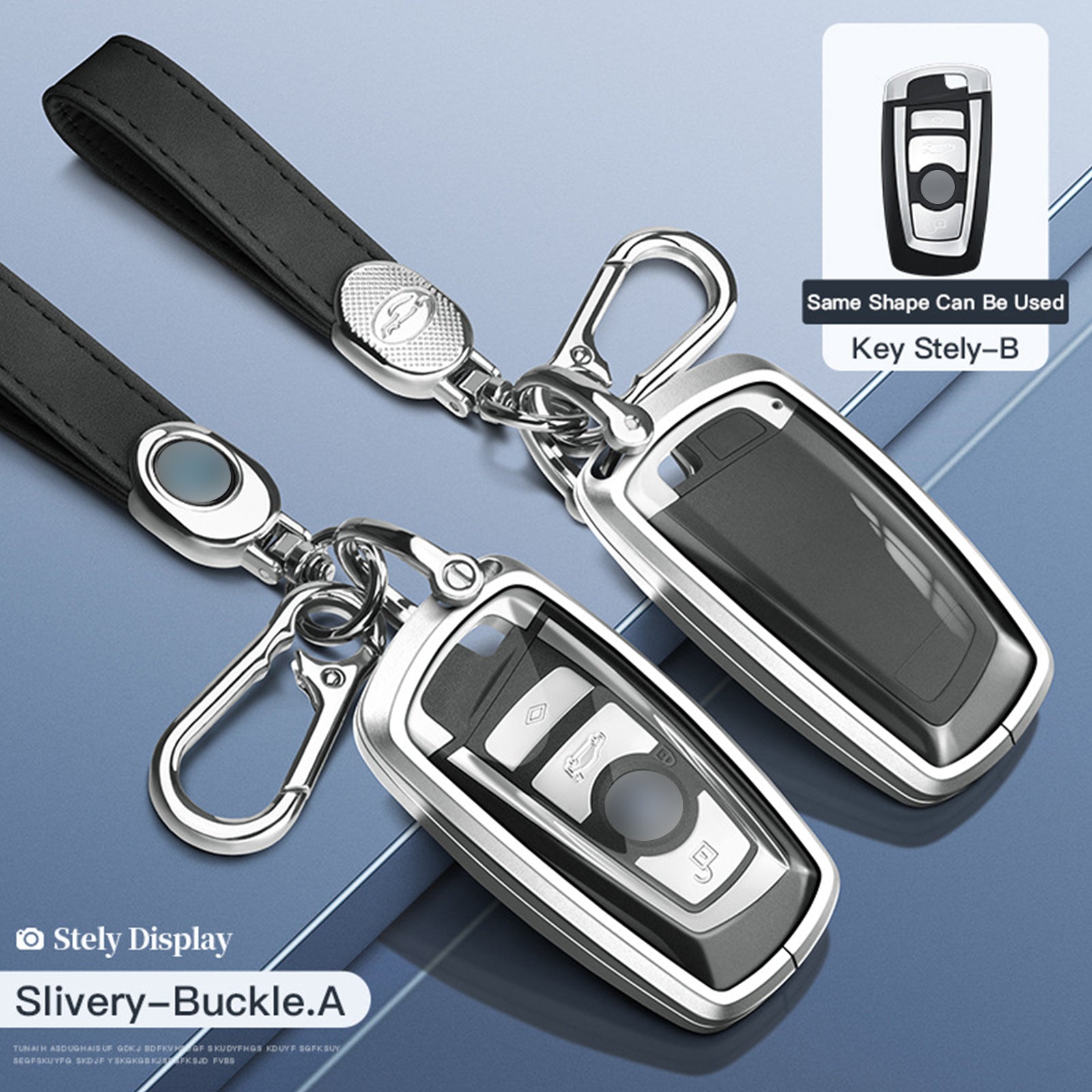 Aluminum Alloy TPU Silvery Car Key Case Cover With Buckle For Ford