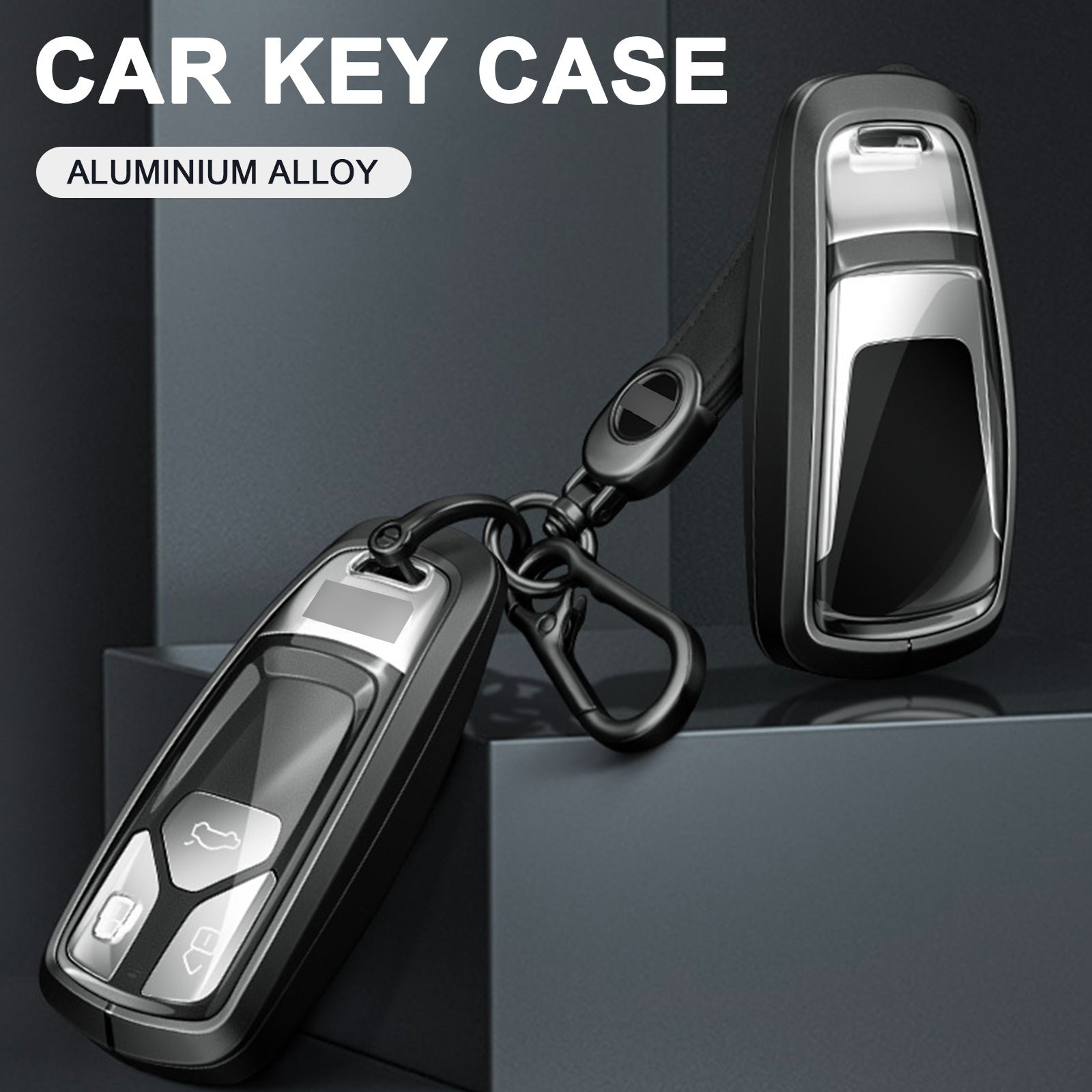 Aluminum Alloy TPU Black Car Key Case Cover With Buckle For Audi a6l a4l a3