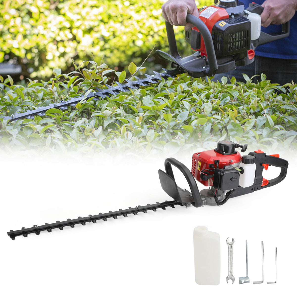 24" Double Sided Blade 26cc Gas Hedge Trimmer Recoil Gasoline Trim Blade