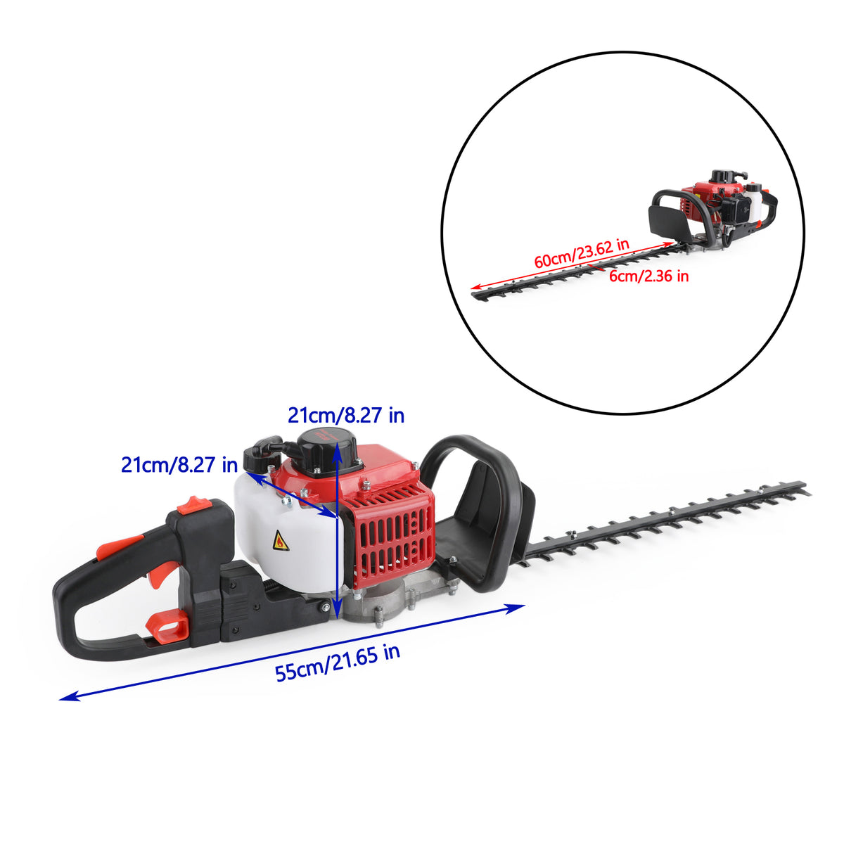 24" Double Sided Blade 26cc Gas Hedge Trimmer Recoil Gasoline Trim Blade