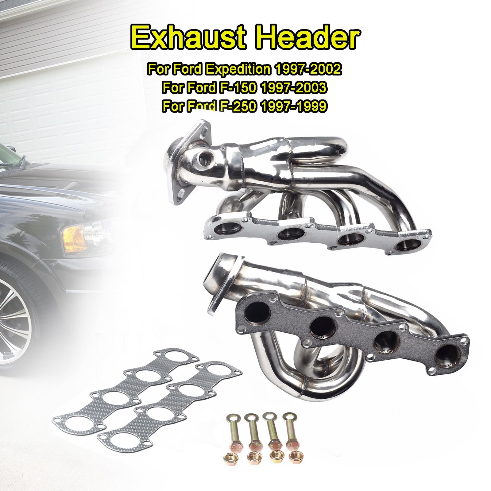 Tubular Shorty Exhaust Header Manifold Fit for Ford Expedition 1997-2002 Fit F150