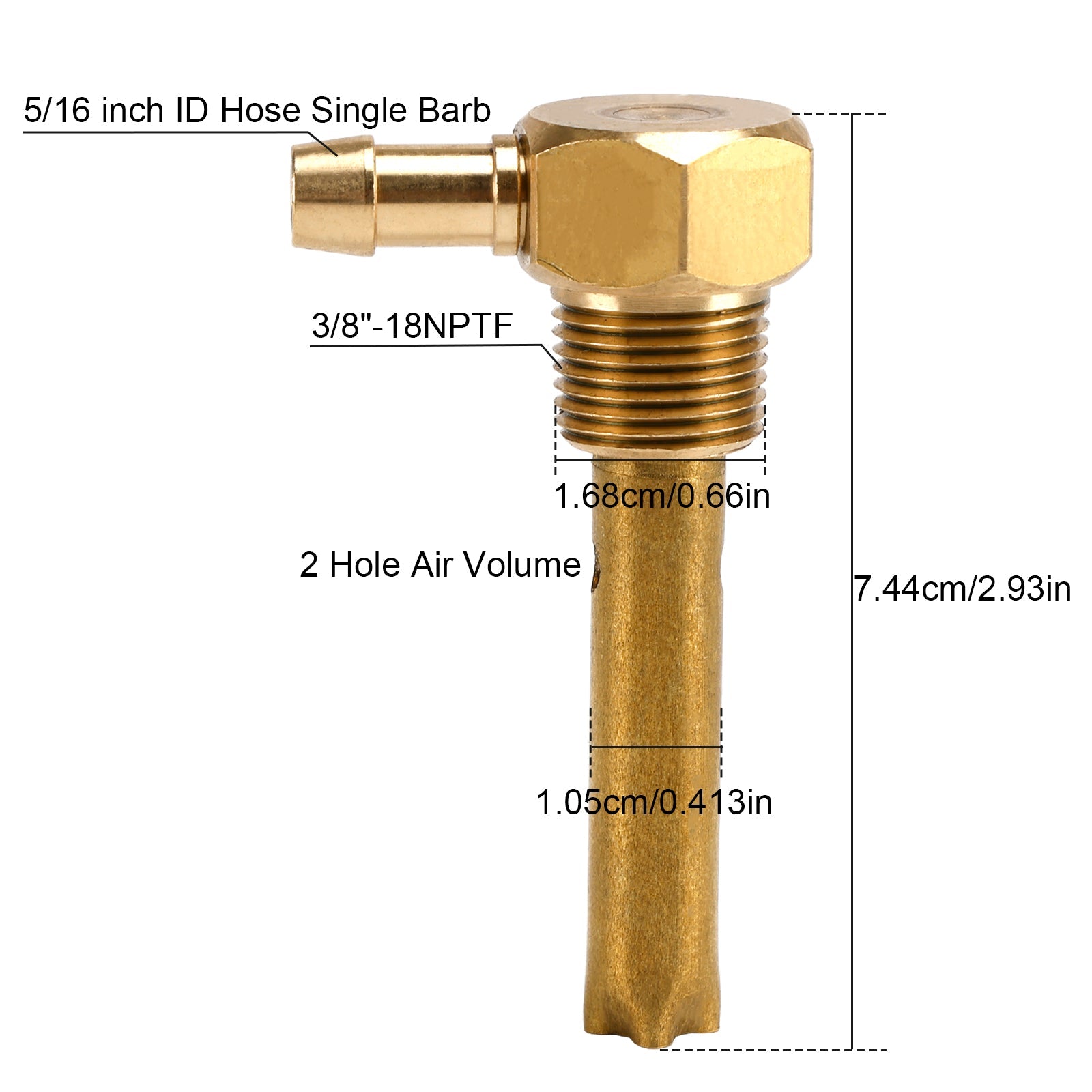 5/16" ID Hose Fuel Tank Vent 3/8"-18NPTF Thread For both small and large tanks