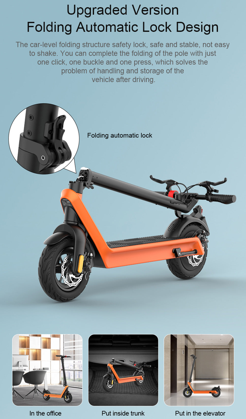 40km/h 10" Folding Electric Scooter 500W Range 70KM For Adult City Commute