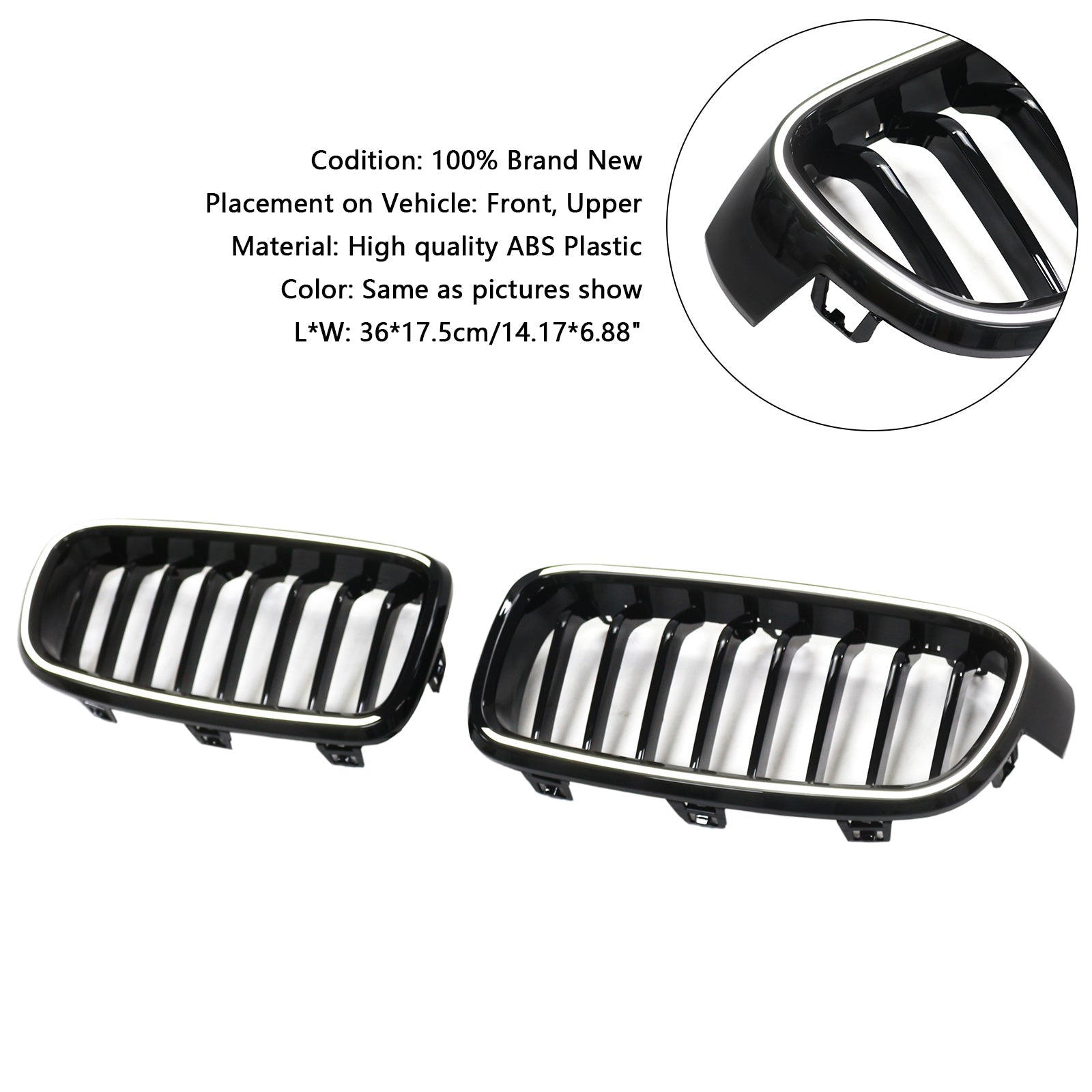2012-2019 BMW 3-Series F31 Touring Gloss Black Front Kidney Grille Grill 51137263481 51137255412