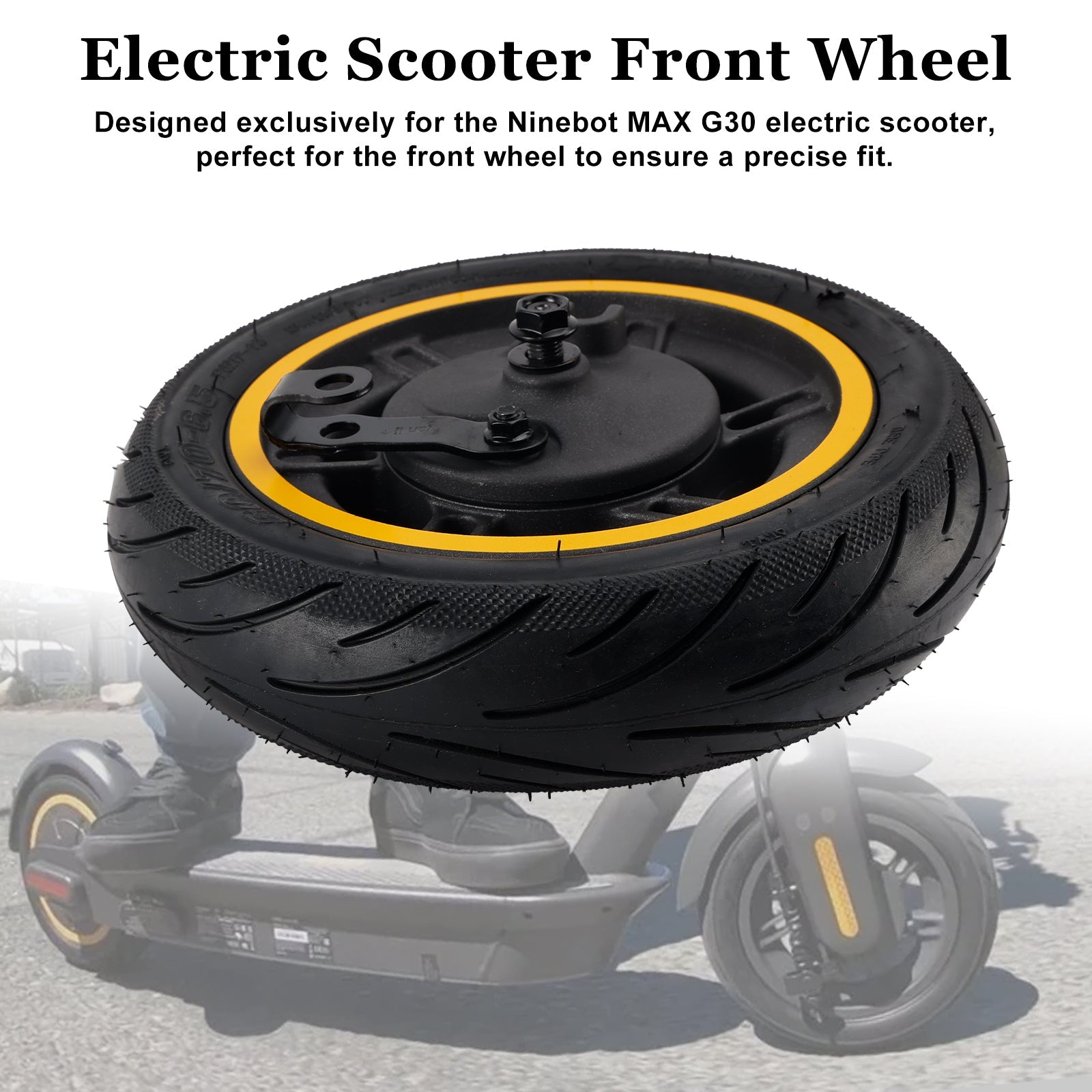 10" Solid Tire Front Wheel 60/70-6.5 Scooter Replacement for Ninebot Max G30