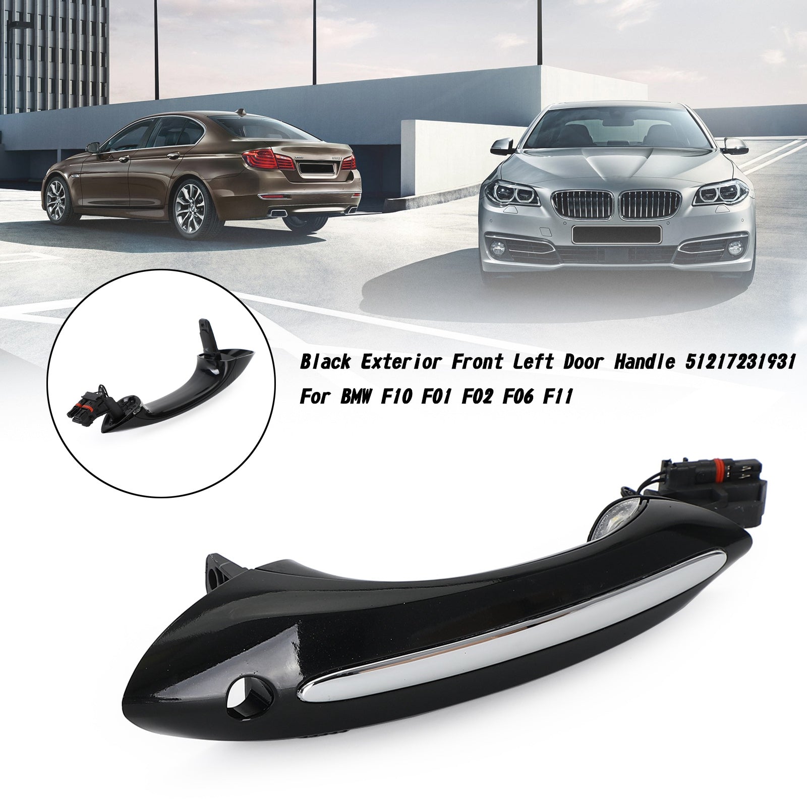 Black Exterior Left+Right Door Handle 51217231931/51217231934 For BMW F10 F01