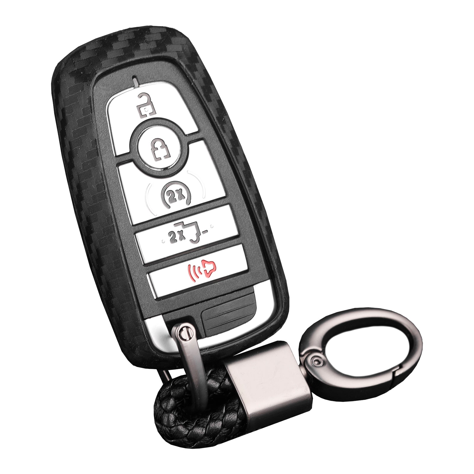 Leather Silicone Car Key Case Cover With Buckle For Ford Smart