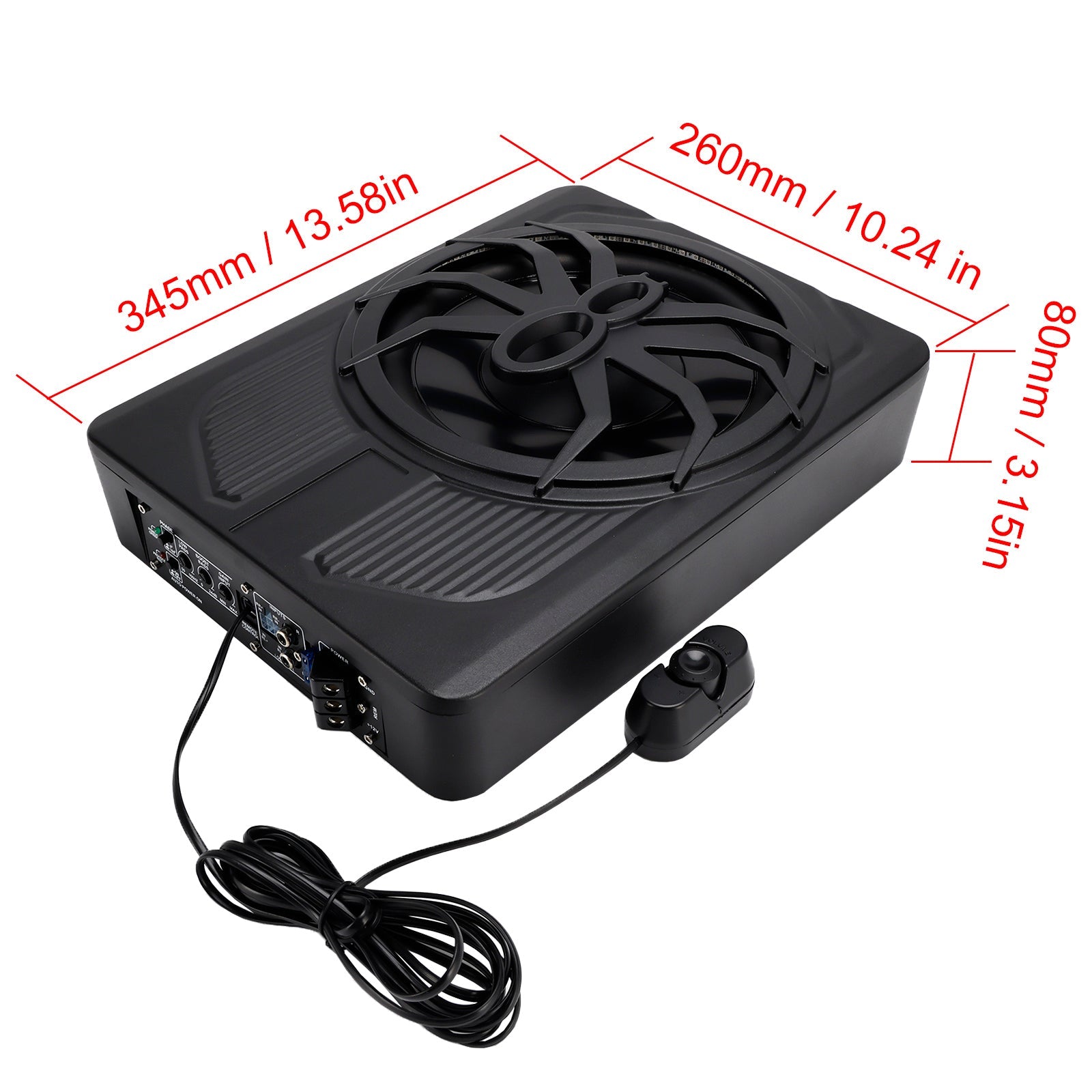 1200W Car Subwoofer 10" 12V Slim Under Seat Powered Car Subwoofer APP Control