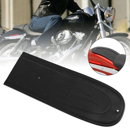 Black Flame Stitch PU Leather Rear Seat Fender Bib Fit For Dyna Super Glide Generic