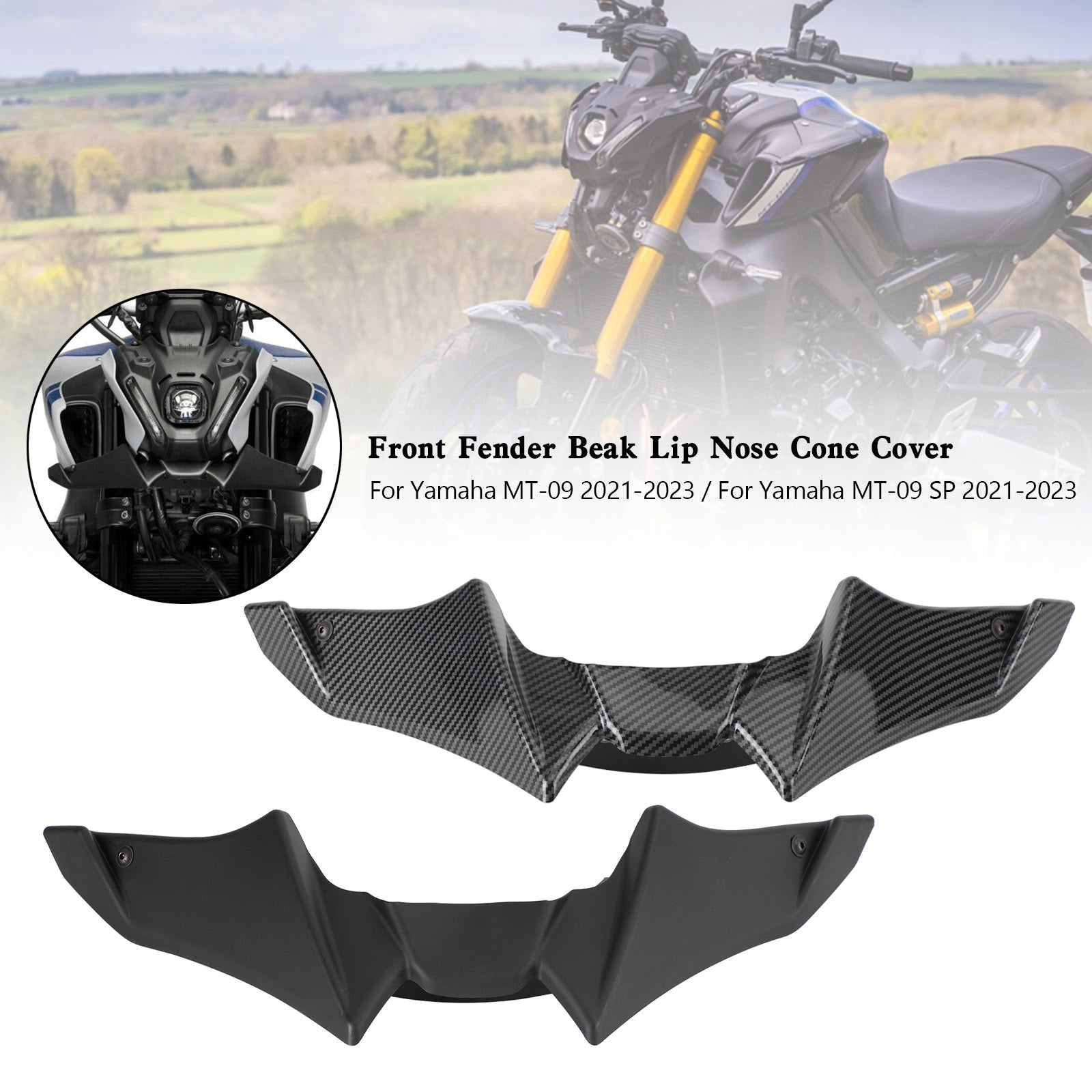 2021-2023 Yamaha MT-09 (SP) Front Fender Beak Lip Nose Cone Cover Spoilers