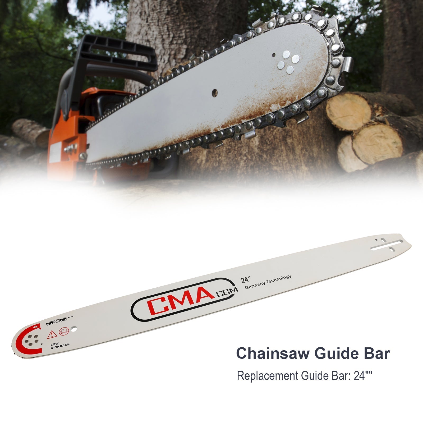24" CHAINSAW GUIDE BAR 0.325" pitch 0.778 Guage 94DL Spare Replacement