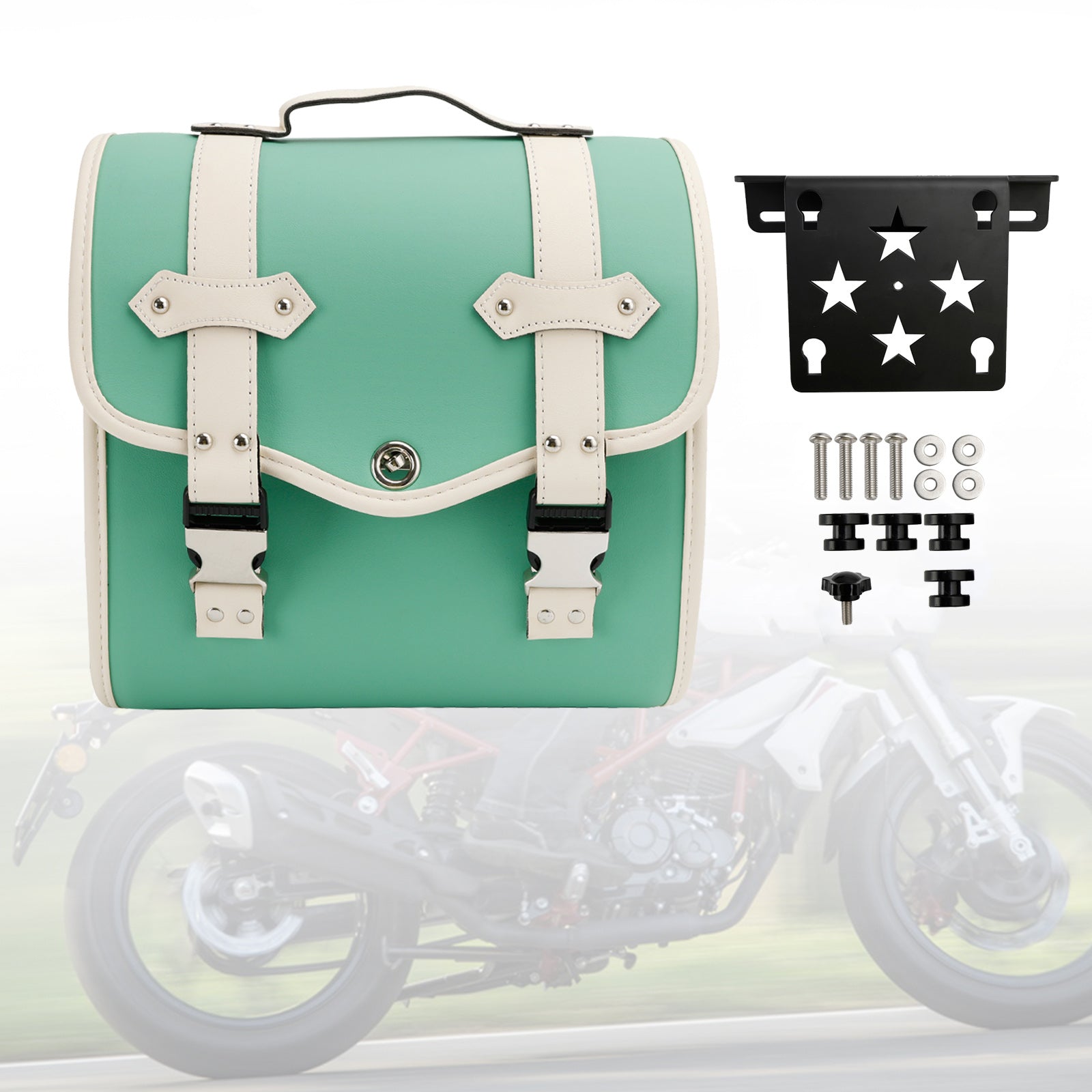 Side Tool Bag Saddlebag Quick Release Luggage Kit Green For Cruiser Adv Cafe