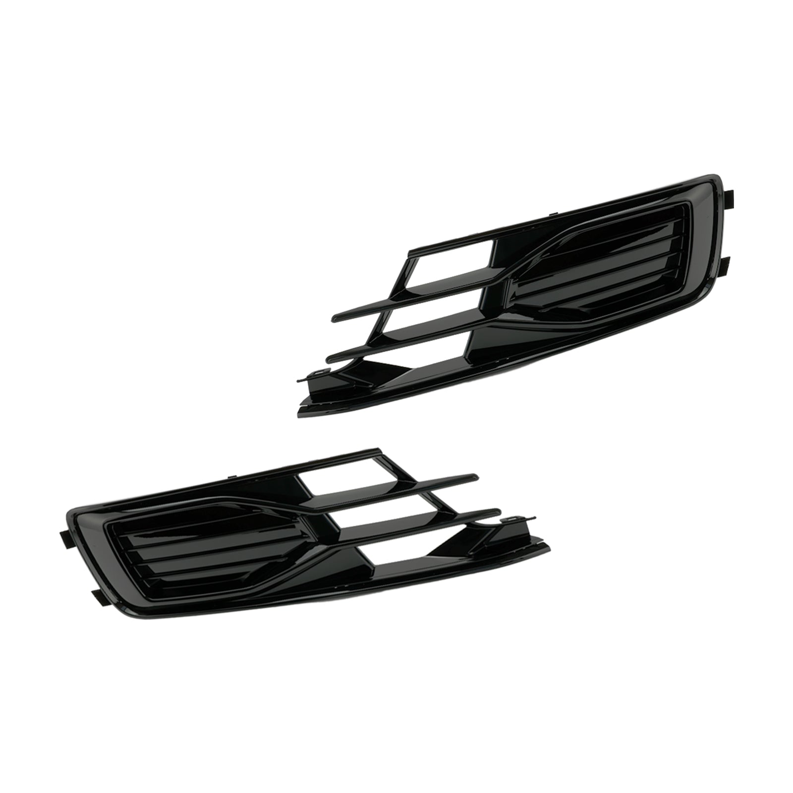 2014-2018 Audi A6 C7 2PCS Front Bumper Foglight Cover Grill Grille Black
