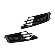 2014-2018 Audi A6 C7 2PCS Front Bumper Foglight Cover Grill Grille Black