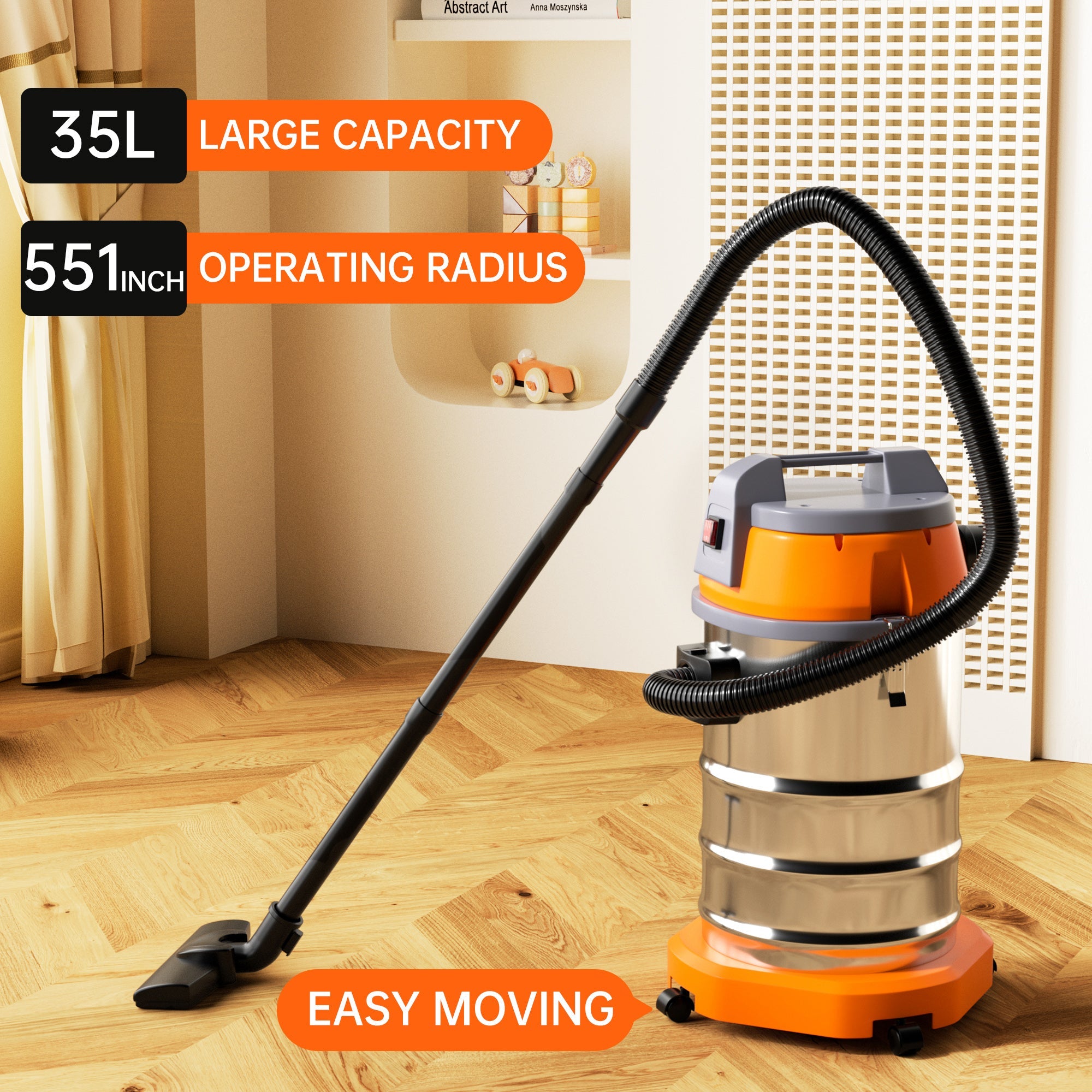 Wet Dry Blow Three Uses 10 Gallon 1200w 8 Peak Hp Stainless Steel Shop Vac Vacuum Cleaner Garage Portable Car Detailing For House Garage Workshop Car