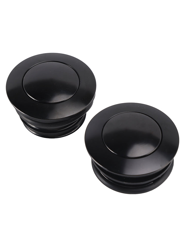 Pop Up Vented Gas Cap Set Black For Softail Low Rider Dyna Sport Super Glide